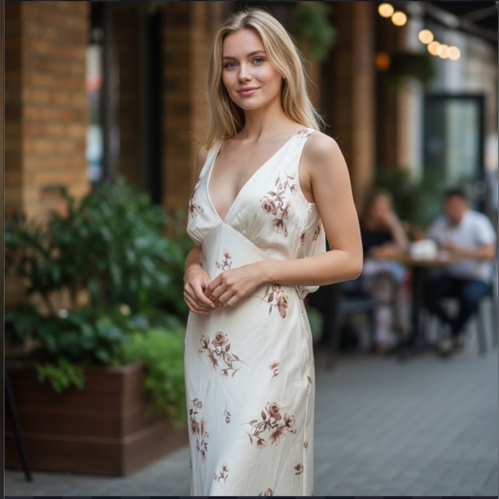 Floral Cream Maxi Dress. NWT - Picture 2 of 10